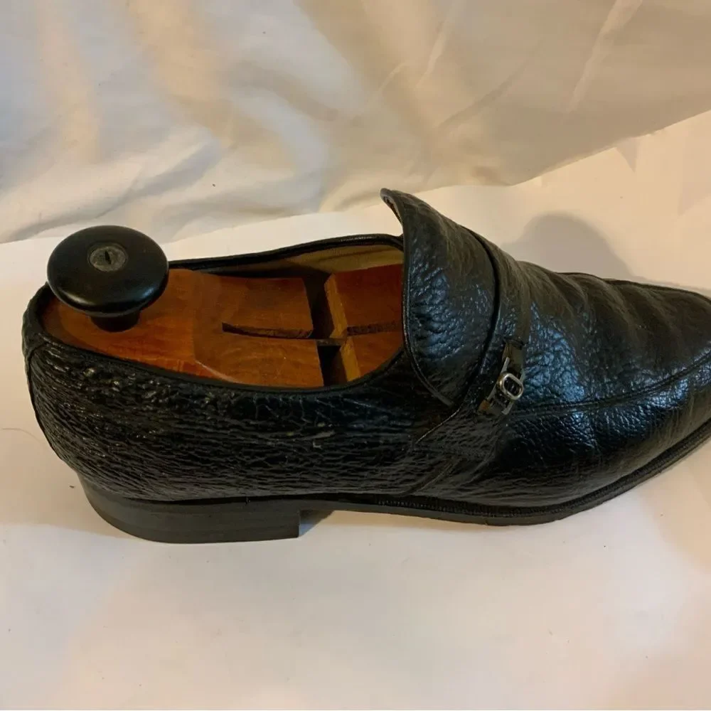 Rare Vintage D’Marco Mens Black Embossed Slip On Loafers Shoes US Sz 9.5M